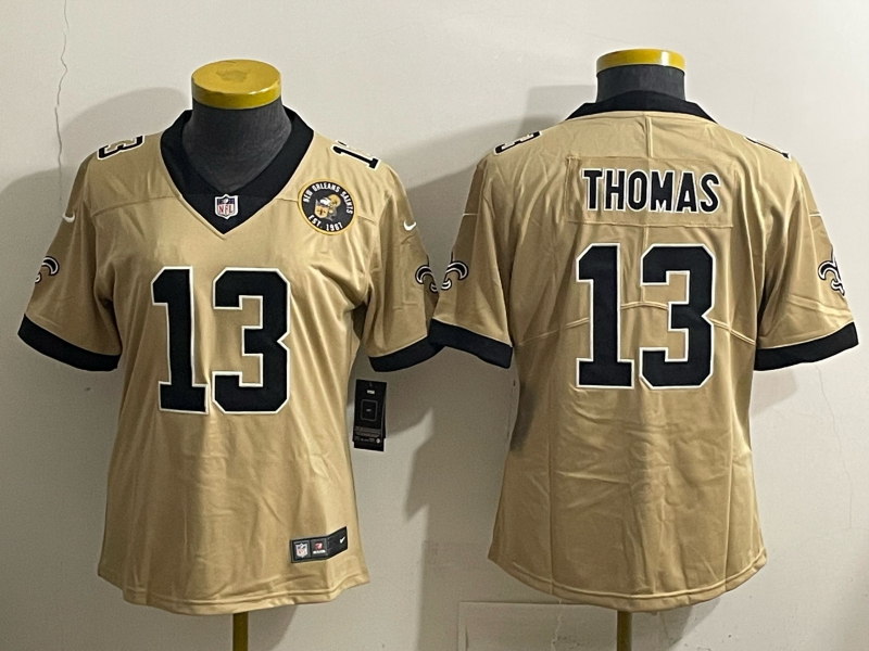 Youth 2025 New Orleans Saints 13 Thomas golden Limited NFL Jersey style 08